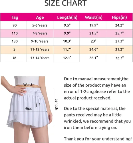 Vista 4 de KEREDA Pantalones cortos fluidos para niñas, pantalones cortos preppy para niñas adolescentes con forro de elastano 2 en 1 para correr, gimnasio