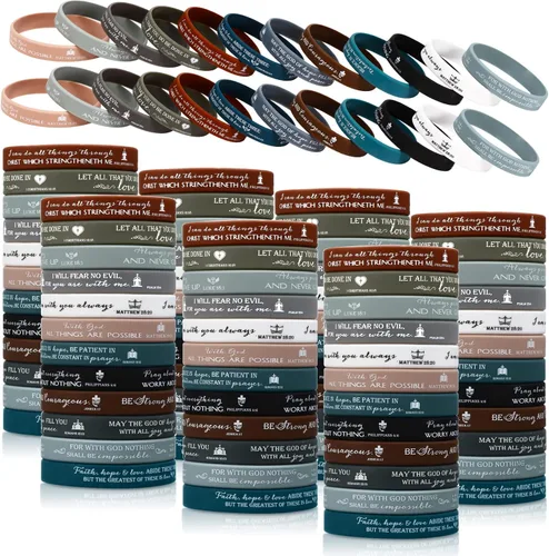 HyDren 120 pulseras religiosas de silicona para regalo cristiano, pulseras de goma bíblicas a granel, pulseras inspiradoras coloridas de las