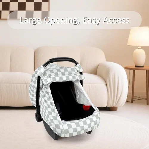 Vista 7 de DILIMI Juego de 2 fundas de almohada de muselina para lactancia, fundas de asiento de automóvil para bebés, suaves y transpirables, a cuadros verdes