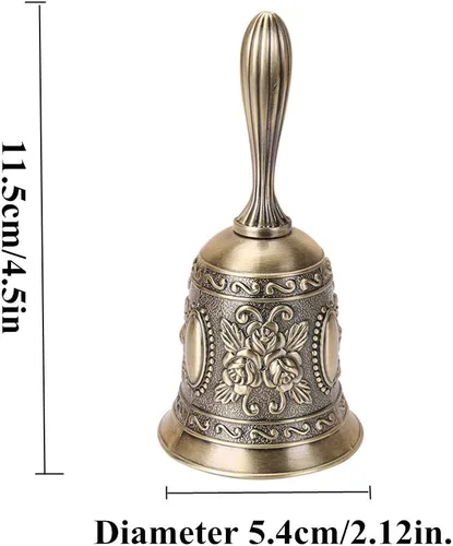 Vista 6 de Campana de llamada retro campana de mano antigua campana de cena de bronce campana de servicio restaurante campana de latón cascabel boda aula