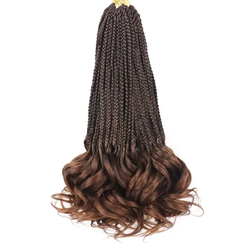Vista 80 de Cabello de ganchillo con rizos franceses, trenzas de cabello de ganchillo con puntas rizadas, 14 pulgadas, preenlazadas, trenzas de caja tipo diosa