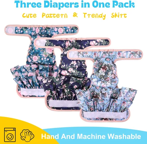 Vista 4 de NOYAL Pañales lavables para perras, reutilizables, de alta absorción, a prueba de fugas, paquete de 3