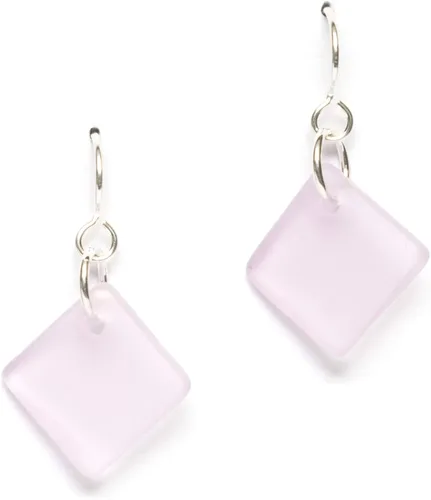 Vista 14 de Delicate Diamond Sea Glass Earrings, Beach Glass Earrings for Women by EcoSeaCo, using sustainable, recycled and repurposed material. Handmade