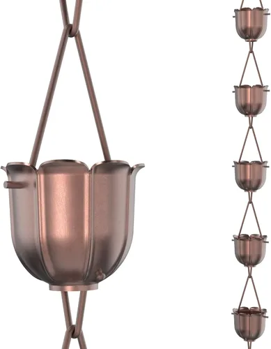 Vista 8 de Rain Chains Direct Contempo Extensión de Cadena de Lluvia, 3 Pies de Longitud, Aluminio, Recubrimiento en Polvo Negro, Reemplazo Funcional