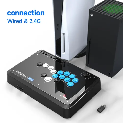 Vista 6 de MAYFLASH F700 FLAT Elite Wireless Arcade Stick Leverless All Button Controller with Sanwa buttons Compatible with PS5, PS4, PC, Xbox Series S/X