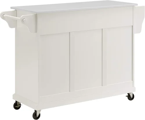 Vista 28 de Crosley Furniture isla de cocina con ruedas, Madera, Blanco