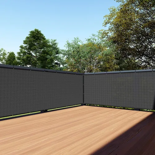TANG Valla de Privacidad para Balcón de 3 pies x 25 pies, Negra, Valla de Protección contra el Viento de 200GSM para Porche, Deck, Patio Exterior,