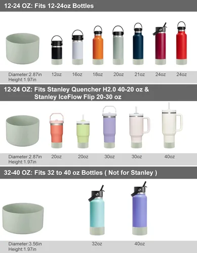 Vista 7 de CHEETAH Funda Protectora para Botella de Agua Hydroflask de 12oz - 40oz, Funda de Silicona Inferior Sin BPA, Compatible con Todas las Botellas