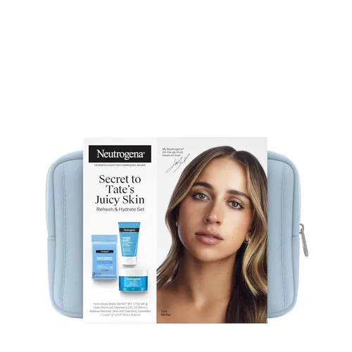 Neutrogena Refresh & Hydrate Set de Cuidado de la Piel, Set de Regalo con los Imprescindibles de Tate McRae, Incluye Toallitas Desmaquillantes,
