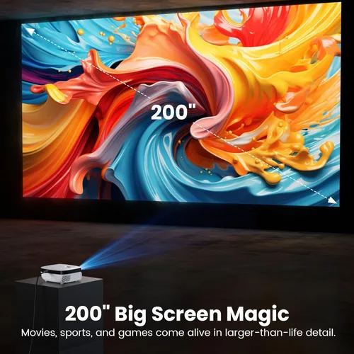Vista 3 de Mini proyector, proyector de película portátil para exteriores, proyector pequeño compatible con 1080P y 200 pulgadas, compatible con TV Stick
