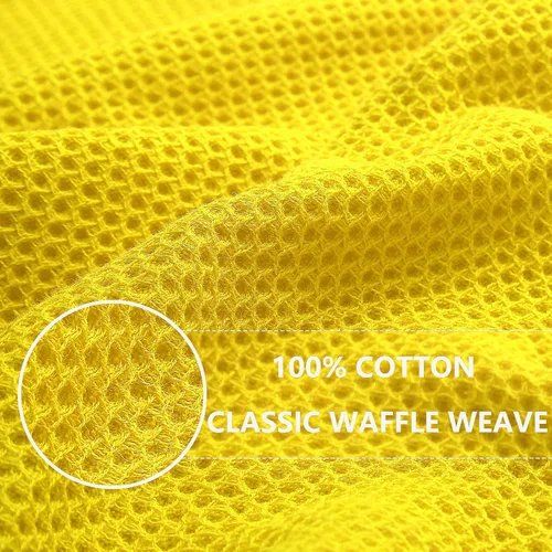 Vista 2 de Homaxy Paños de cocina de 100% algodón con tejido de gofre, ultra suaves, absorbentes, de secado rápido, 12 x 12 pulgadas, paquete de 6, amarillo