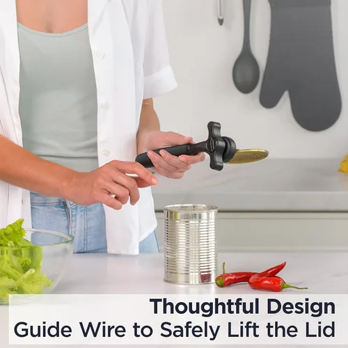 Vista 6 de Deiss Abrelatas profesional resistente, borde liso manual, abrelatas de mano con mango suave al tacto, abrelatas de seguridad a prueba de óxido