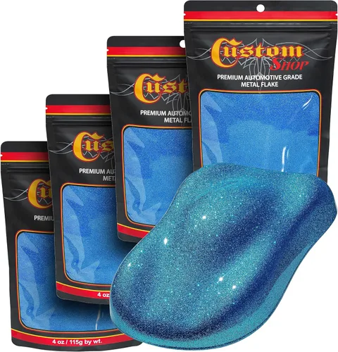 Vista 5 de Custom Shop - Plata a arco iris- 4 onzas de microescamas holográficas de metal de 0.004 pulgadas de tamaño de 100 micrones - Resistente a los rayos