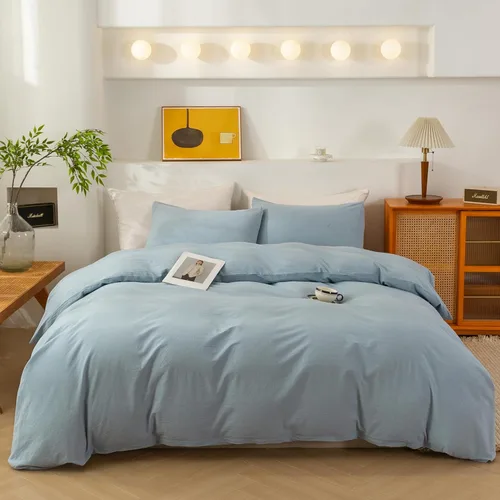 Vista 18 de ECOCOTT Juego de funda de edredón de 3 piezas, 100% algodón lavado, 1 funda de edredón con cremallera y 2 fundas de almohada, ultrasuave