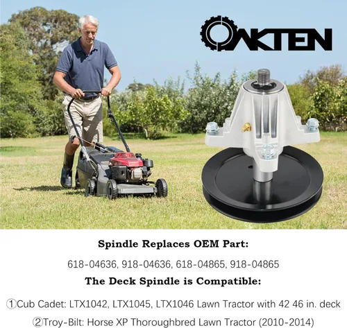 Vista 6 de OakTen Conjunto de husillo para MTD Cub Cadet Craftsman Troy-Bilt 918-04865A 918-04636 con tractor cortacésped de cubierta de 46 pulgadas