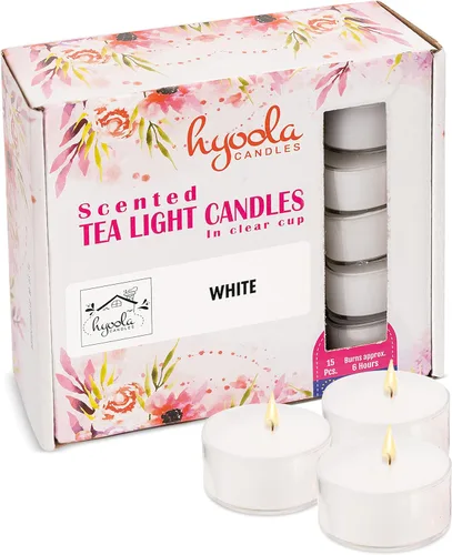 Vista 22 de HYOOLA Velas perfumadas de candelita – Taza transparente – Velas aromáticas Magnolia – 6 horas de tiempo de combustión – Paquete de 15 – Fabricado