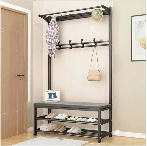 Perchero - Taladro 4 en 1 con Zapatero Hall Organizador de almacenamiento para muebles de entrada con ganchos industriales para muebles con metal y