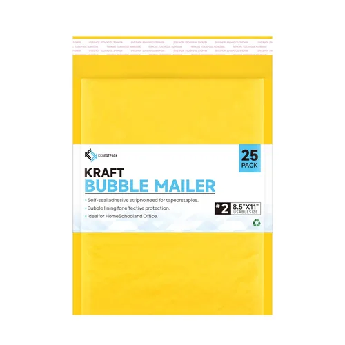 Vista 5 de Kkbestpack Sobres de burbujas de papel kraft #2, sobres acolchados autosellantes de 8.5 x 12 pulgadas, tamaño utilizable 8.5 x 11, paquete de 100