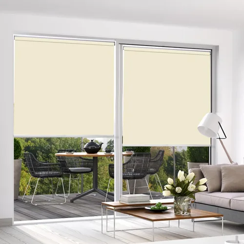 Vista 2 de Persianas enrollables 100% opacas sin cordón, hechas a pedido, color beige, fácil instalación para el hogar y la oficina