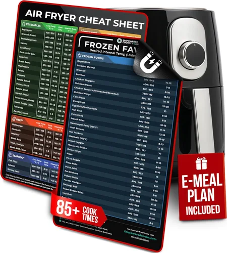 Vista 10 de Juego de hojas informativas magnéticas para freidora de aire de Cathy Yoder, accesorios para freidora de aire, hoja magnética de guía de cocina