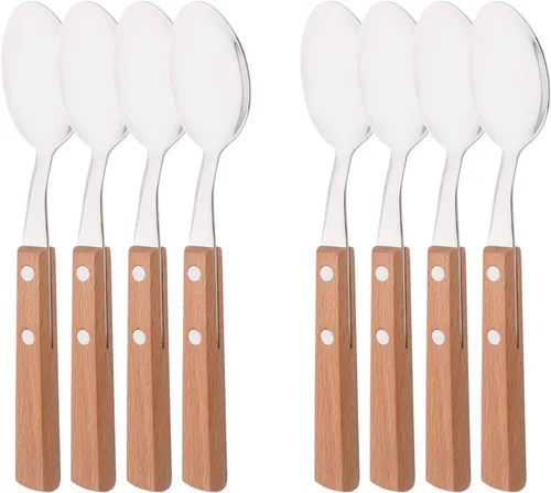 Vista 10 de Cucharas de café expreso, 8 cucharas de café de acero inoxidable, cucharas pequeñas para postre, té, aperitivo, cucharas de postre con mango