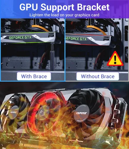 Vista 5 de Soporte de GPU, Soporte Anti-hundimiento para Tarjeta Gráfica, Soporte de Tarjeta de Video, M (50mm-85mm)