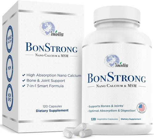 Suplemento de nano calcio con MSM – Fórmula de apoyo óseo 7 en 1 con vitamina D3, K1, magnesio y zinc – Fabricado en Estados Unidos – 120 cápsulas