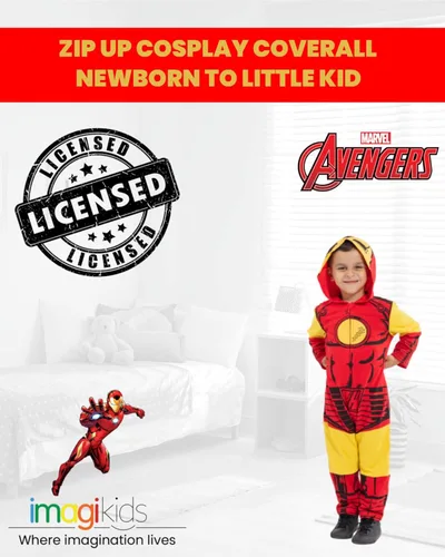 Vista 4 de Marvel Venengers Spider-Verse Spider-Man Venom Iron Man Zip Up Cosplay Enterizo Recién Nacido a Niño Pequeño