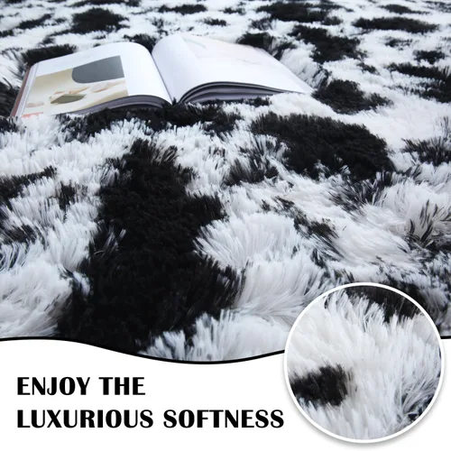 Vista 3 de Alfombra de lujo con estampado de vaca lechera de 3 x 5 pies, lindas alfombras de vaca para sala de estar, dormitorio, alfombra esponjosa de vaca