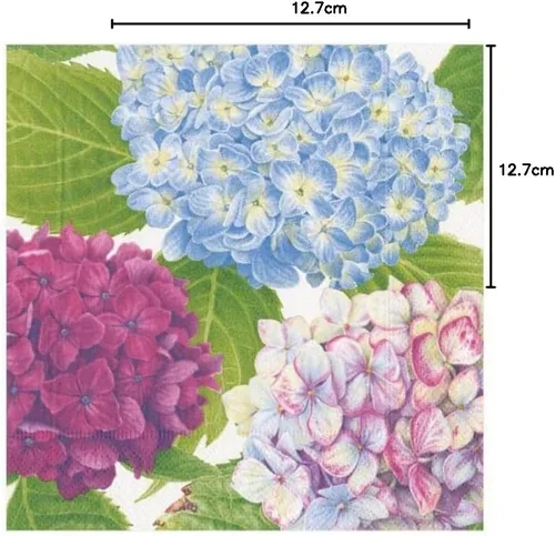 Vista 9 de Caspari Servilleta de cóctel de hortensias para jardín, multicolor