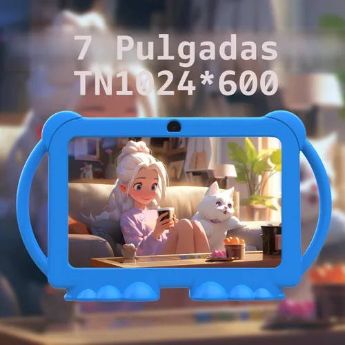 Vista 3 de PEICHENG Tableta para Niños de 7 Pulgadas Android 12.0 para Niños Pequeños, 4GB RAM 32GB ROM Bluetooth Pantalla IPS Control Parental Cámara Dual Azul
