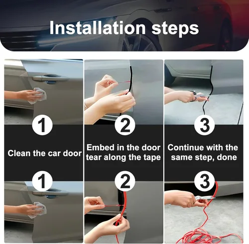 Vista 3 de Protector de borde de puerta de automóvil, protector universal de sello de goma de 16 pies en forma de U, protección de borde de puerta de automóvil