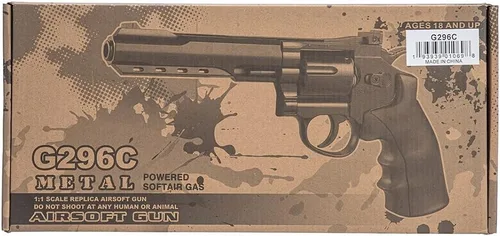 Vista 6 de Goldenball - Revólver WellFire de 12.2" CO2 Swing Out Airsoft (Color: Negro)