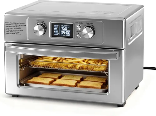 Vista 13 de OLIXIS Combo de horno tostador y freidora de aire, encimera de horno de 16.9 cuartos de galón, 5 funciones en 1, 4 accesorios incluidos, inoxidable