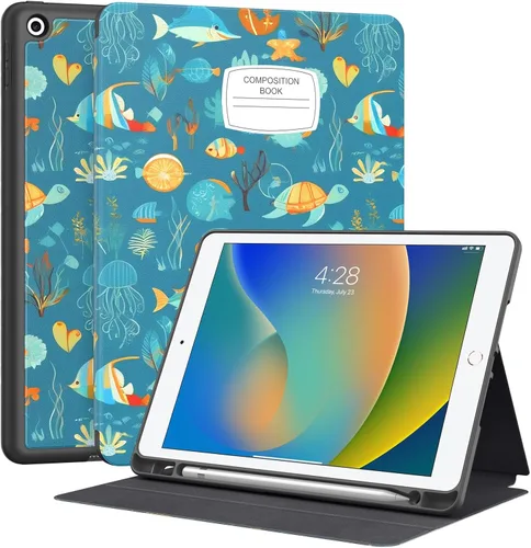 Vista 8 de Supveco Funda para iPad de 9ª/8ª/7ª Generación 10.2 pulgadas (Modelo 2021/2020/2019) con Soporte para Lápiz, Funda Folio Premium con Soporte