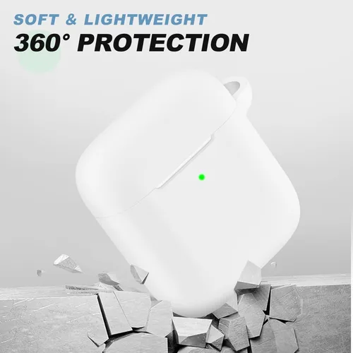 Vista 30 de Funda Protectora para AirPods 1/2, viene con kit de limpieza, funda protectora de silicona suave con hebilla, compatible con estuche de carga
