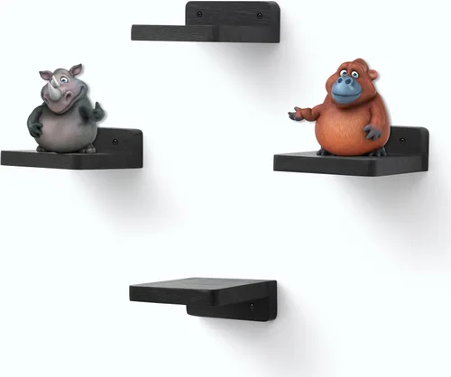 Vista 30 de Estantes flotantes pequeños, repisas de exhibición, juego de 6 mini estantes, estante de madera rústica para dormitorio, sala de estar, cocina