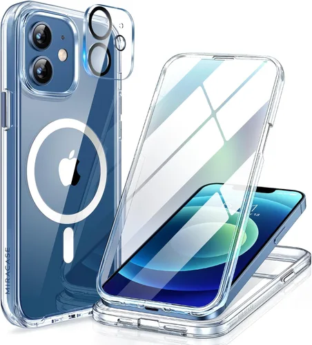 Vista 164 de Miracase Funda magnética para iPhone 14 de 6.1 pulgadas, protector de pantalla de vidrio templado integrado + protector de lente, compatible