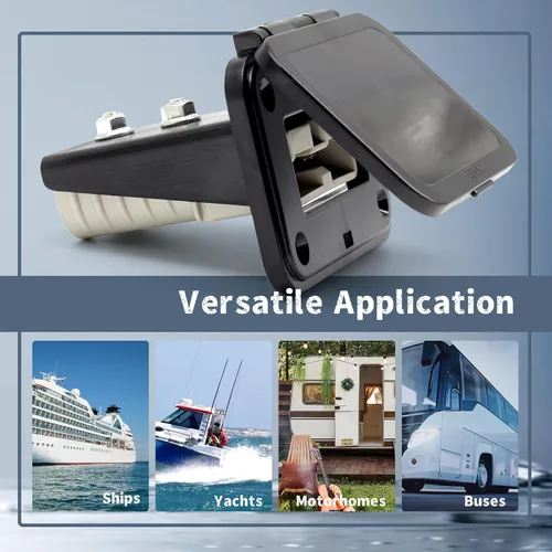 Vista 6 de Panel de montaje de enchufe de 120 A con cubierta antipolvo compatible con conectores Anderson SB120 placa empotrada de montaje empotrado, 2 bases