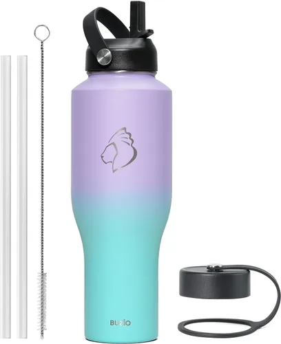 Vista 16 de BUZIO Botella de agua aislada que cabe en el portavasos, vaso de acero inoxidable con tapa de popote de 32 onzas, a prueba de fugas, sin BPA