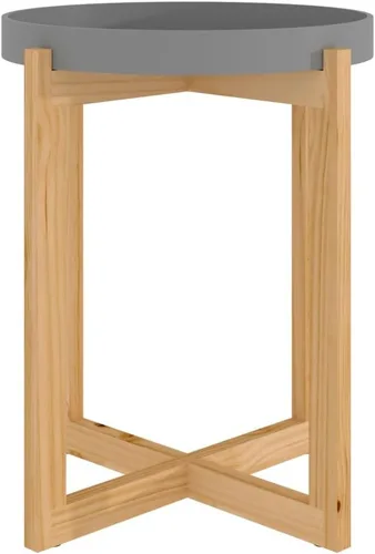 Vista 3 de Mesa auxiliar, muebles de sala de estar, mesa central de madera adecuada para el hogar y la oficina, sala de estar, color gris, 16.1 x 16.1 x 19.1