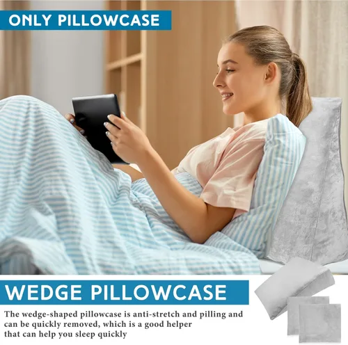 Vista 6 de Wesiti 2 fundas de almohada de cuña para cama, se adapta a cuñas para suministros de dormir en el hogar, solo funda de almohada