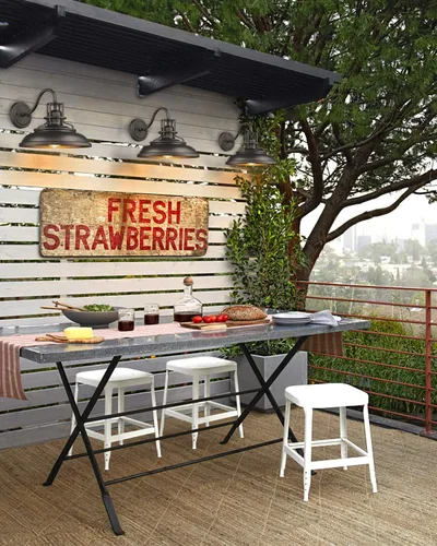 Vista 6 de FEMILA Lámpara industrial semiempotrada, lámpara de techo de granja y apliques de pared vintage de granja, juego de luces de granero de cuello