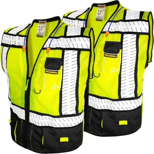 Vista 9 de KwikSafety - Chaleco de seguridad SHERIFF & SPECIALIST [Bolsillos de uso múltiple] Chaleco reflectante Clase 2 ANSI OSHA para hombres