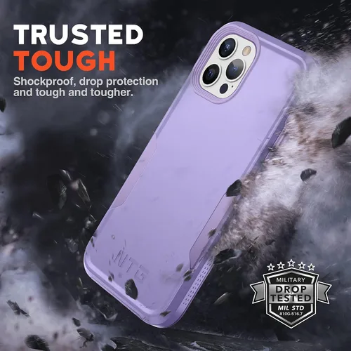 Vista 4 de NTG Funda de teléfono 12 Pro Max, reverso protector fino traslúcido y duro con tope de silicona (violeta)