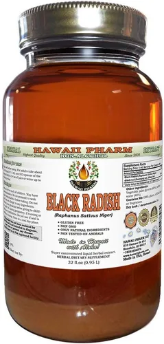 Vista 5 de Hawaii Pharm Extracto líquido de rábano negro sin alcohol, rábano negro (Raphanus Sativus Níger) suplemento herbario natural de glicerita de raíz