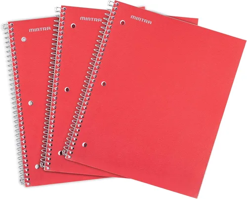 Vista 16 de Mintra Office Cuadernos de espiral duraderos, 1 materia, (hielo ártico, aceite de chile, verde oliva, rayas universitarias, paquete de 3)