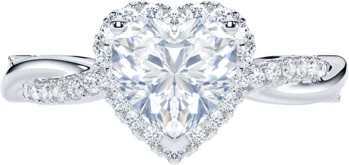 Vista 2 de THELANDA Anillo de compromiso con halo de moissanita genuina en forma de corazón de 1 pieza de vid retorcida de plata de ley