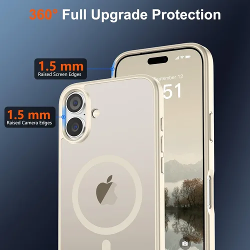 Vista 1651 de SUPFINE - Funda magnética para iPhone 13 Pro Max (compatible con MagSafe), (protección contra caídas de grado militar de 10 pies), delgada, Negro