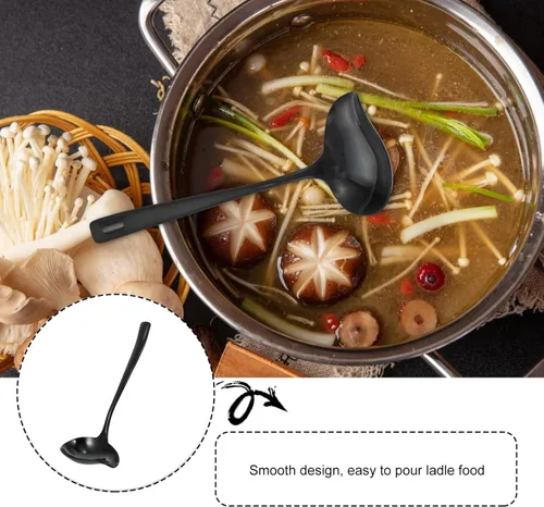 Vista 6 de OSALADI Cucharón pequeño para salsa, cucharón de acero inoxidable con boquilla, cucharón de sopa para salsa, cuchara de decoración de postres